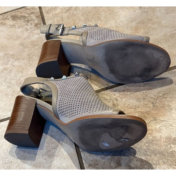 Marc Fisher Parso Suede Studded Wood Block Heel Slingback Taupe Sandals 6.5M - Picture 9 of 10